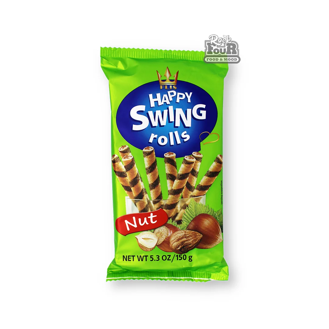 Վաֆլե գլանակներ «Flis Happy Swing rolls» պնդուկի միջուկով 150գ